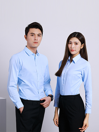 商務(wù)襯衫定制 時尚襯衫男女士春秋季 淺藍色時尚襯衫